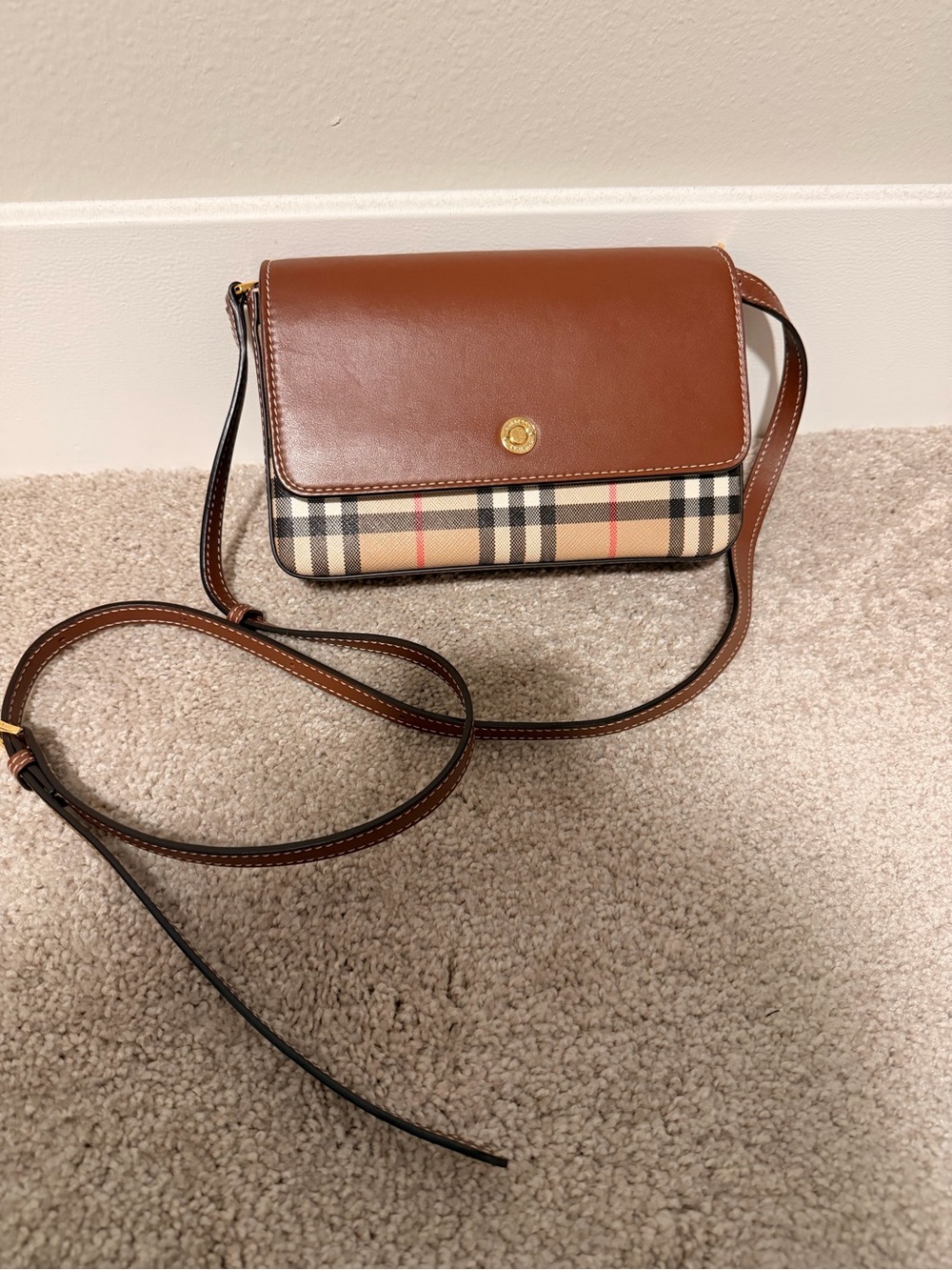 Burberry Brown Plaid Crossbody Bag - Classic Check Design